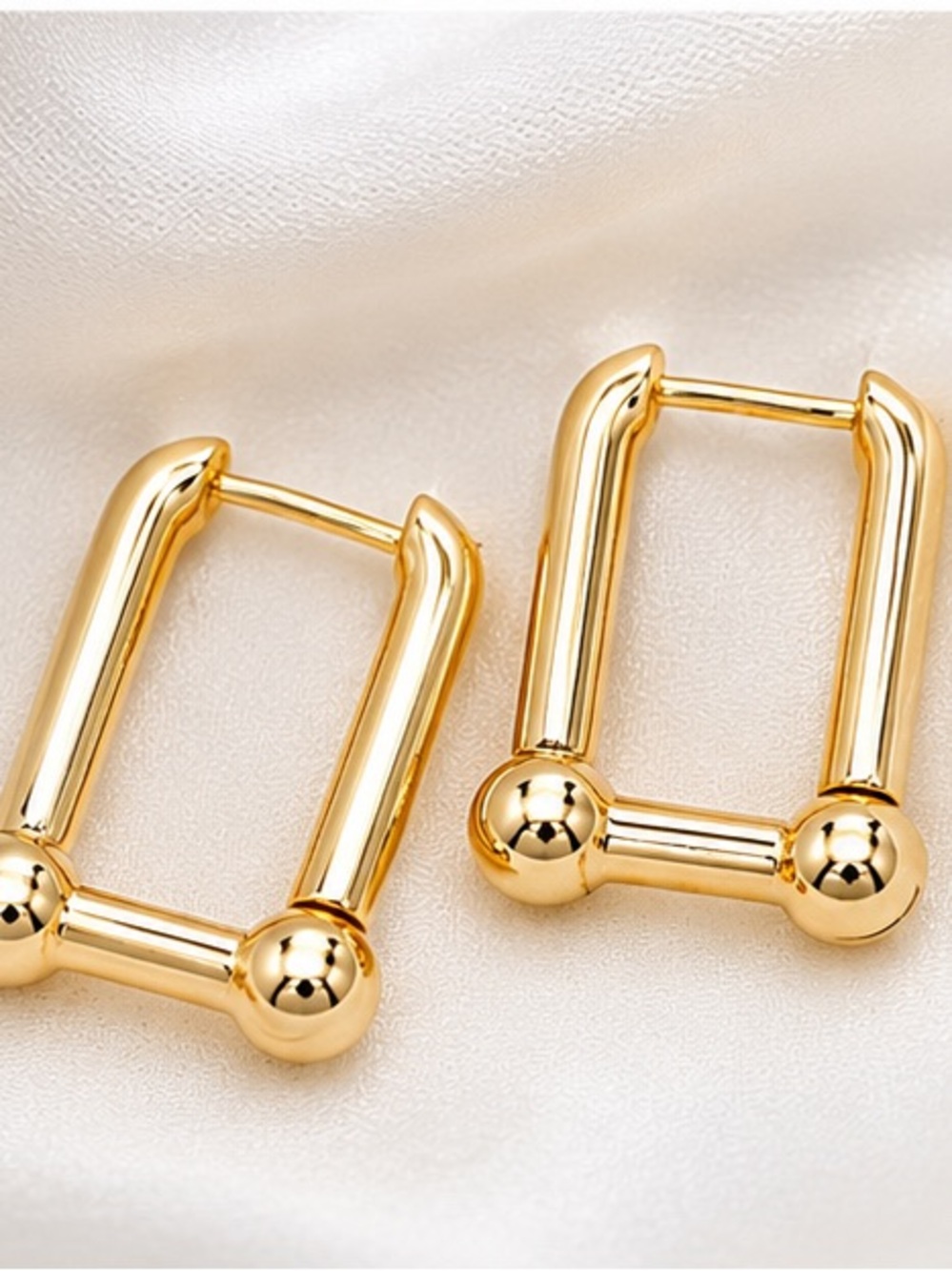 Gold Geometric Huggie Hoop Earrings Minimalist Statement